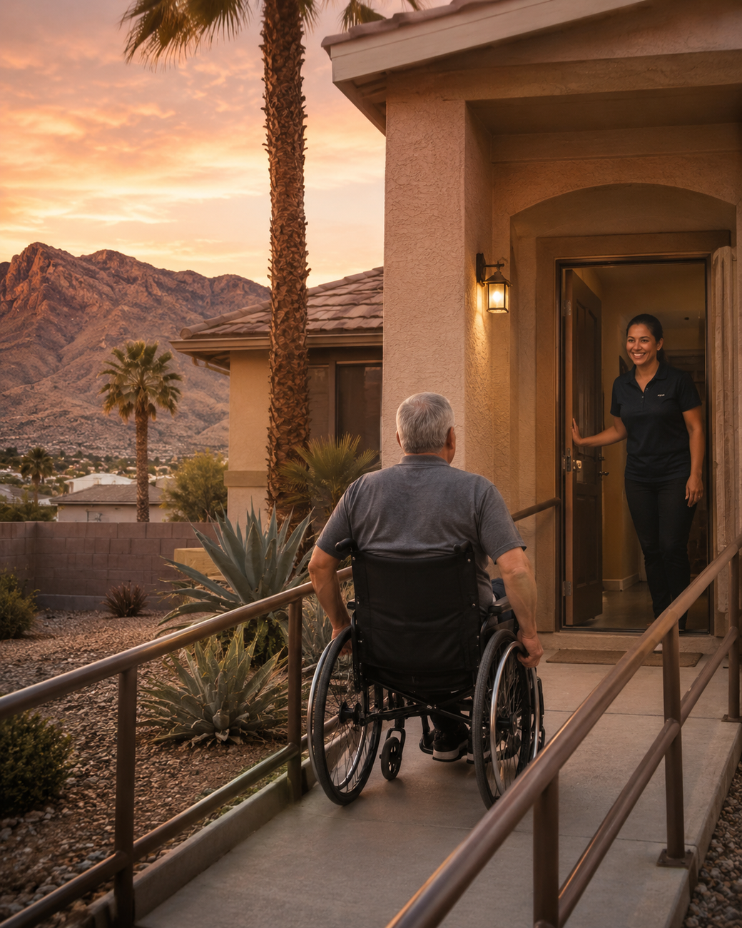 Wheelchair-accessible home ramp and entrance in Las Vegas