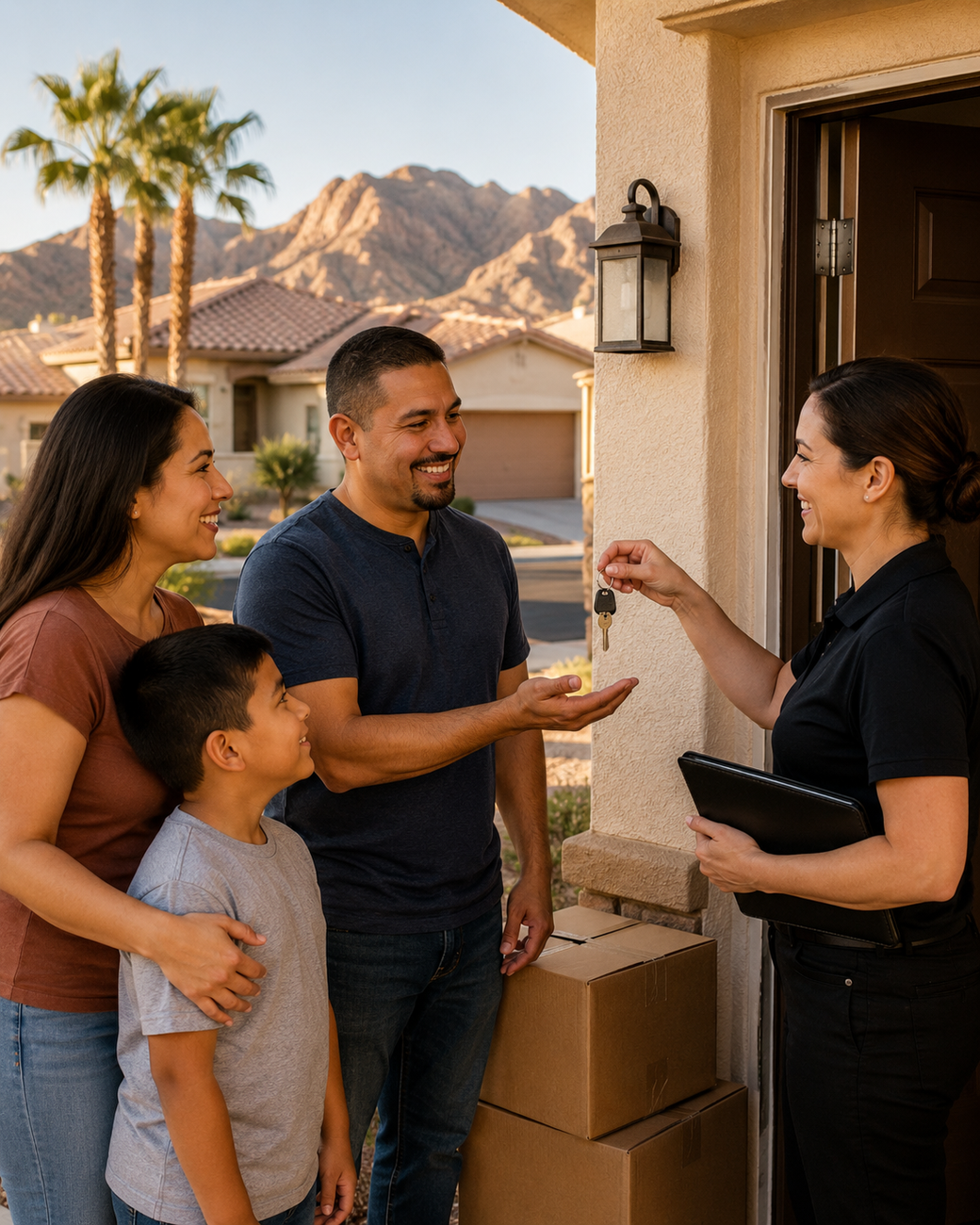 Key handoff to a family at their new home — rapid rehousing in Las Vegas